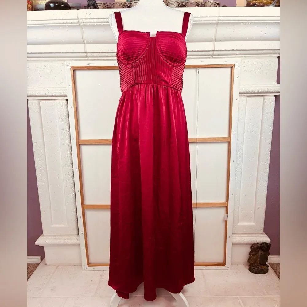 Astr Satin Bustier Maxi Dress